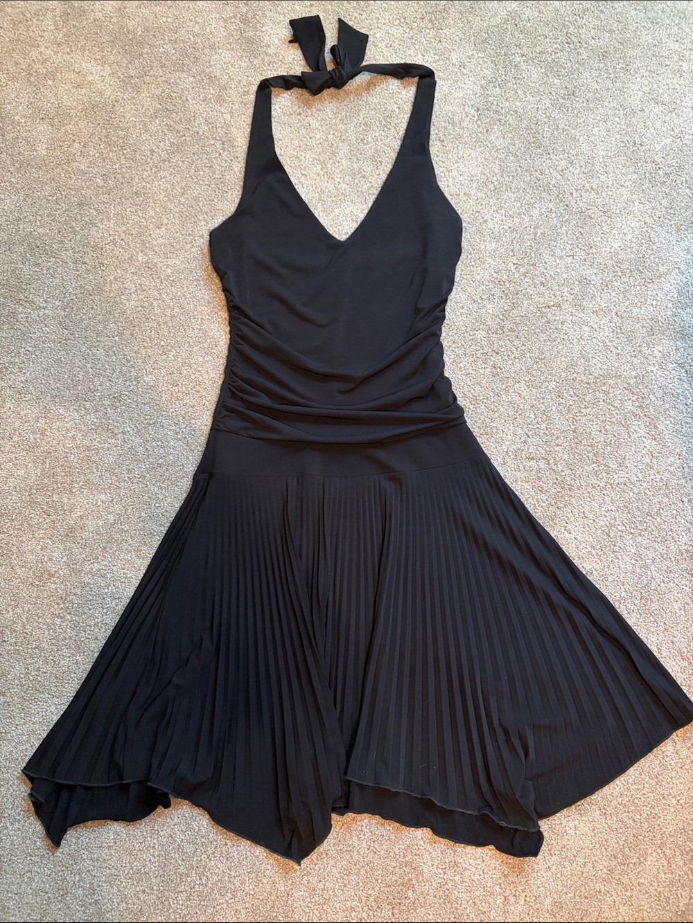 Speechless Black Halter Pleated Skirt Dress